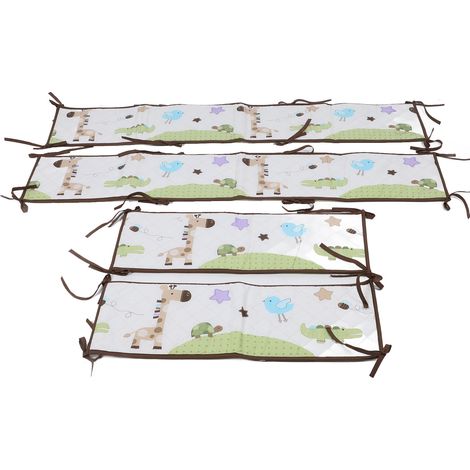 tours de lit bébé, couleur unie, respirants, doux, imprimés, doublure en maille, protection de la tête, pour berceau type B (1/5)
