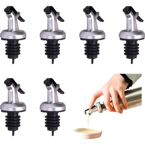 Set of 6 Stainless Steel Resealable Pouring Spouts, Bottle Stopper Dispensers, Pourer Spout Stopper Alcohol Bottle, Perfect for Kitchen and Bar (1/5)