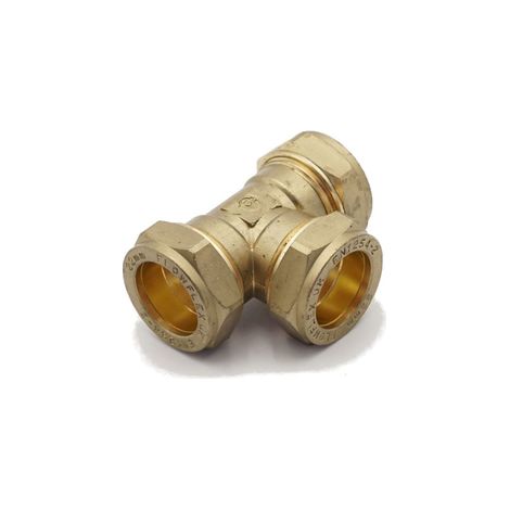PrimaPlus Compression Equal Tee 22mm Brass Fittings - Pack of 10