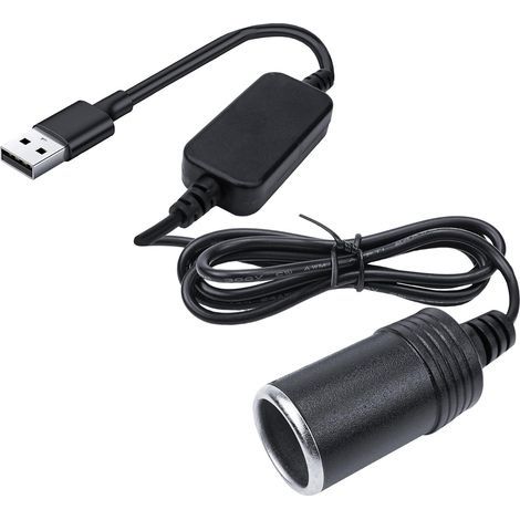 USB-A Male to 12V Female Cigarette Lighter Adapter Cable, USB Car Cigarette Lighter Adapter for GPS, Dashcam, Dog Electronics, etc. (1/5)