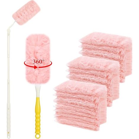 Ensemble de 32 recharges de chiffons à poussière avec raclette télescopique pour peluches et poils d'animaux (1/5)