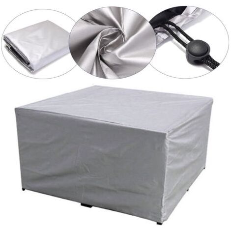 Gartenmöbelabdeckung 115 x 115 x 70 cm, 210D Oxford-Gewebe, wasserdicht, winddicht, UV-beständig, Schutzplane für Gartentische – Silber (1/4)