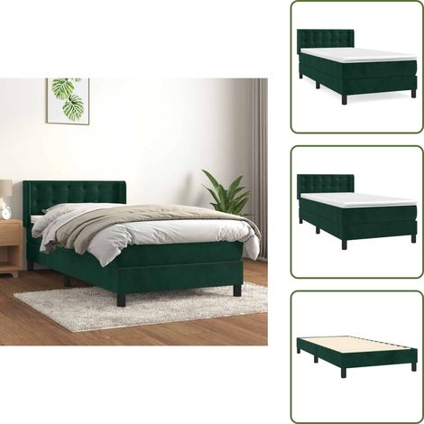 Letto con materasso morbido - vidaXL Giroletto a Molle con Materasso Verde Scuro 100x200 cm Velluto - Letto con velluto
