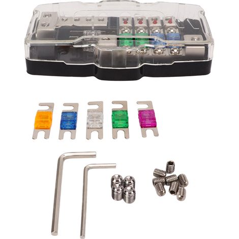 Connecteur de fusible ANL audio auto 2 entrées 4 sorties avec écran LED pour voitures SUV bus camping-cars yachts bateaux (1/5)