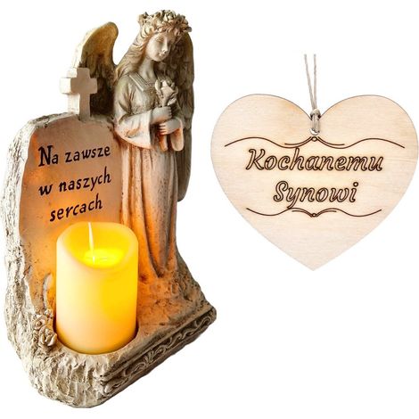 Una candela per mio figlio, un angelo custode, con un'iscrizione e una candela a LED per la tomba. (1/5)