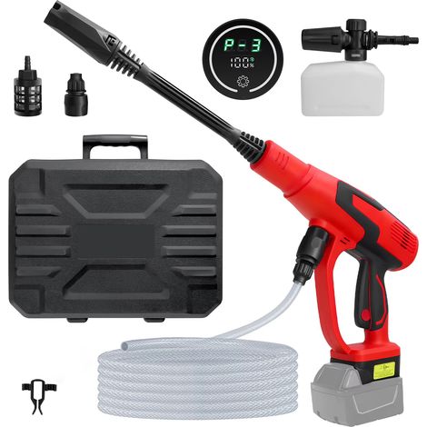 Nettoyeur haute pression, nettoyeur électrique portatif 653 PSI, pistolet de lavage auto haute pression, tuyau de 5 m, idéal pour le nettoyage des voitures, sols et terrasses (Batterie non incluse)