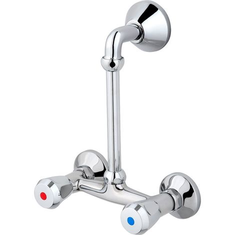 Robinet de douche, arrivée encastrée poignée plastique, laiton chromé
