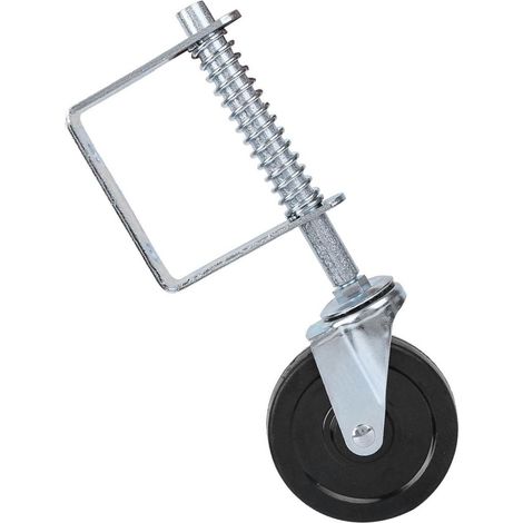 Roue pivotante à ressort en caoutchouc de 10 cm (4 pouces) pour portail, robuste, capacité de charge de 50 kg (110 lb). (1/5)