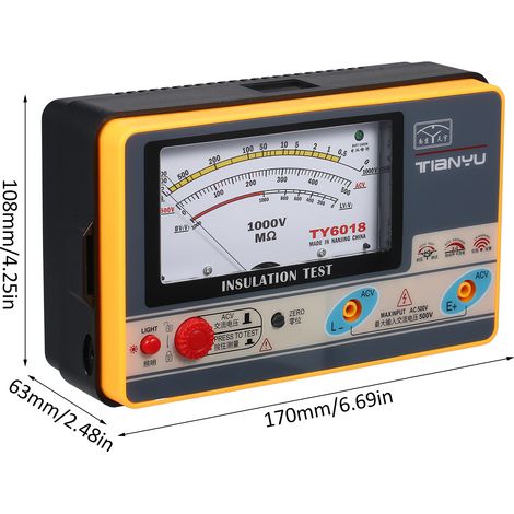 Testeur de résistance d'isolement numérique portable, mégohmmètre 0-2000 MΩ 1000 V, instrument de mesure de haute précision (1/5)