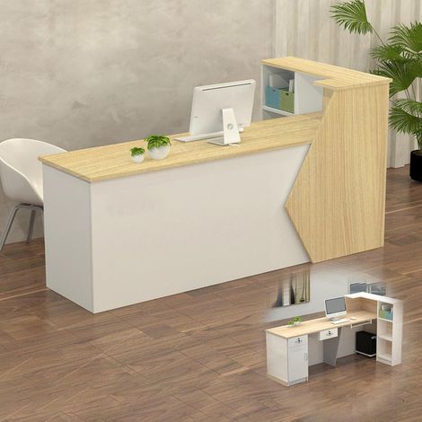 Empfangstheke mit Stauraum, 100-300 cm, Holz/Weiß, für Büro & Praxis (1/5)