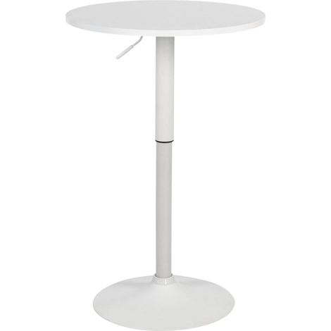 Table haute réglable en hauteur 85-106 cm plateau blanc Ø60 cm piètement métal blanc style moderne 100009138