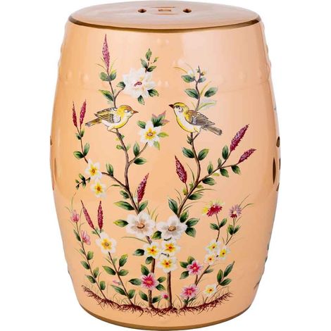 Taburete de ceramica  rosa, D33x44,5h cm