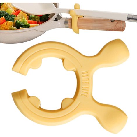 Portautensili in silicone, facile da pulire e da mantenere, set da 2 pezzi, porta spatola, portautensili in silicone antiscottatura, design compatto, salvaspazio, per cucina (giallo) (1/5)