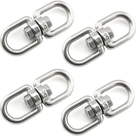4 Pièces Crochet Pivotant M8 Double Extrémité Anneaux Pivotants en Acier Inoxydable 304 Suspendue Crochet Pivotant pour Balançoires Fauteuils Suspendus Sacs de Sable Cordes Chaînes
