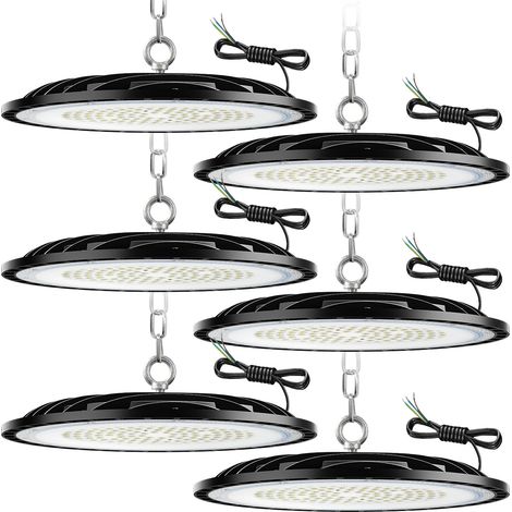 UFO LED High Bay lumière 100W, Blanc Froid 6000K-6500K,15000LM, Projecteur LED Intérieur,IP65 Étanche Eclairage Atelier, Led Industriel pour Garage/Usine/Atelier/Parkings/Gymnase (1/5)