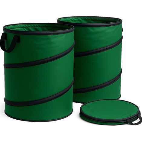 Wiltec Sacco raccogli foglie rotondo pieghevole 100 l 3x Sacchi per erba tagliata giardino (1/5)