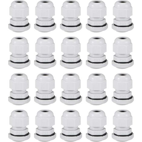 sourcing map PG9 Presse-étoupe 2mm-6mm Fil Trou Imperméable Nylon Joint Réglable Contre-écrou avec Rondelle Blanc 20Pcs (1/5)