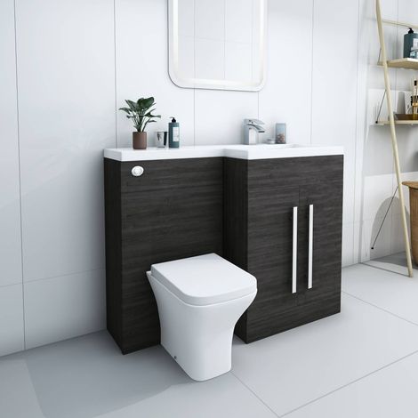 Calm Grey RH Combination Vanity Basin Unit Set & Toilet Cistern (1/5)