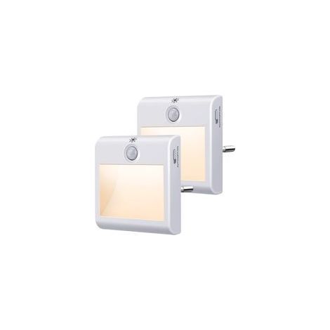 Lot de 2 Veilleuse Prise Electrique,Veilleuse avec Détecteur de Mouvement (ON/AUTO/OFF), Veilleuse LED Dimmable 3500K Blanc Chaud, Veilleuse Enfant (1/5)