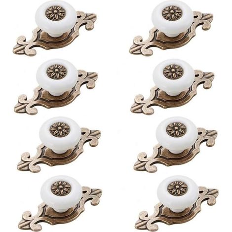 Juego de 8 pomos para muebles, pomos para cajones de estilo vintage, pomos para muebles, pomos para cajones con tornillos y accesorios - Crezuo (1/4)