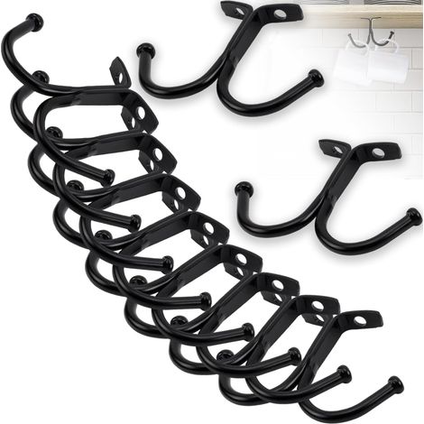 Porte Tasse Suspendue,10 Pcs Porte-tasses Porte Mug Rangement Tasse Support Tasse Support Tasse a Cafe Porte Tasse à Café Noir Rack Tasses à Vin Verres de Rangement Crochets Tasse (Noir)