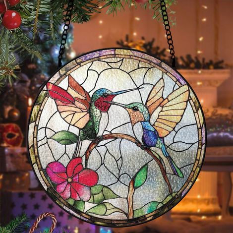 Vitrail colibri attrape-soleil 16 cm décoration suspendue fenêtre cadeau grand-mère (1/5)