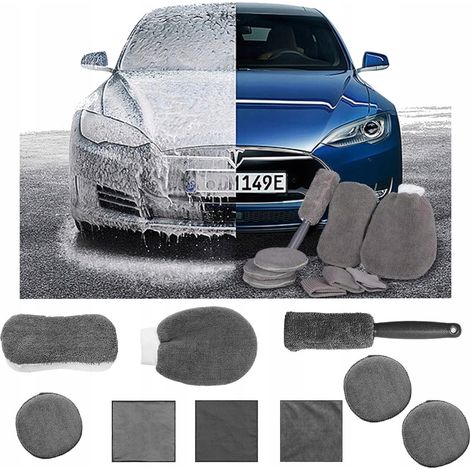 KIT PER IL LAVAGGIO DELL'AUTO: SPUGNE, SPAZZOLE, PANNI PER LA PULIZIA, 9 PEZZI (1/5)