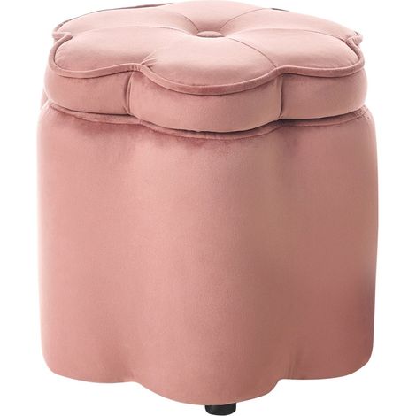 Pouf con vano portaoggetti rivestito in velluto rosa Flower (1/5)