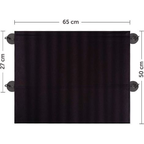 2 pièces Tissu Pare-Soleil pour bébé Pare-Soleil pour fenêtres de Voiture pour Enfants équipé de 4 ventouses 65 50cm Noir (1/4)