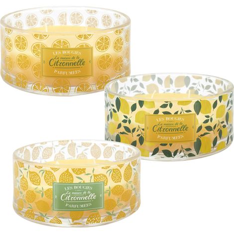 Lot de 3 bougies parfumées à la citronnelle collection LIMONE 3 pièces (1/4)