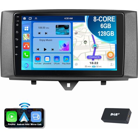 8 cœurs Android 14 Autoradio Carplay 6+128G GPS 4G Pour Smart Fortwo 451 2011-2015 B DAB (1/5)