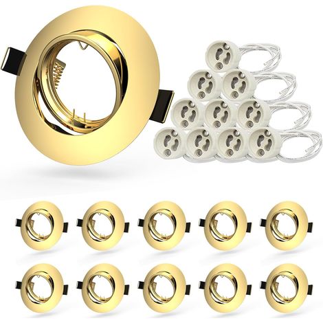 Allesgute 10er Spots encastrables Led GU10 Cadre d'encastrement Or Ø68-85mm, Lampes encastrées Rondes Spots Led 230V Pivotant Incl. Douille GU10 (1/5)