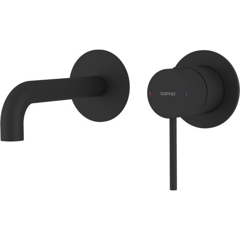 ULTRASAN Mitigeur lavabo 2 trous à encastrer, bec 15cm, noir mat (1/2)