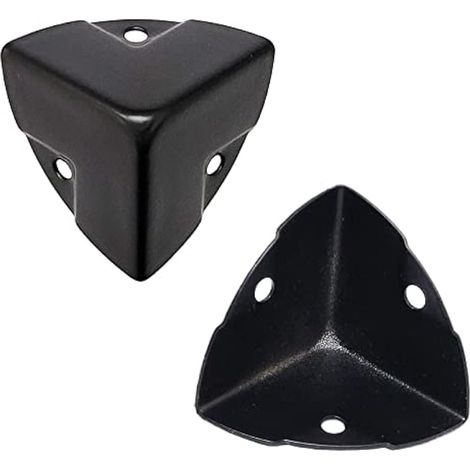 Pack de 20 protège-coins d'angle larges 27mm, équerres décoratives à bords enveloppants pour caisses en bois, malles, flightcases (Noir) (1/2)