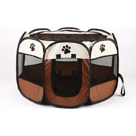 Cage de maternité pliable pour chat marron 72 x 72 x 45 cm (1/5)