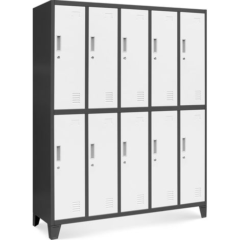 Armoire vestiaire pour vêtements de travail, 10 portes BARTEK, 1360 x 1720 x 450 mm, blanc anthracite (1/4)