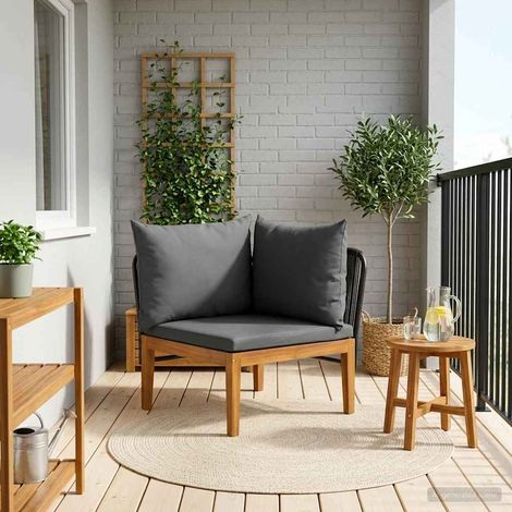 vidaXL Garden Corner Sofa with Cushions Solid Acacia Wood & Rope (1/5)