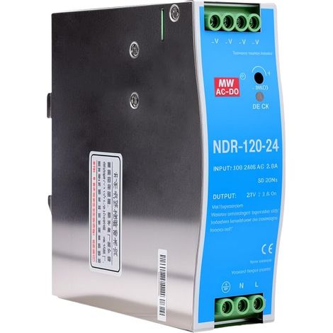DIN Power 120W Rail switching power 24V Bloc d'alimentation pour Entrée AC 100-220V 2.6A, Sortie DC 24V 5A Plusieurs fonctions de protection Modèle industriel NDR-120W-24V. (1/5)