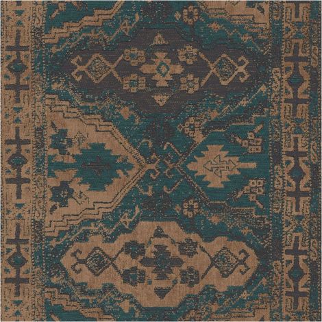 Ethnic style wallpaper wall Profhome 378682 non-woven wallpaper slightly textured ethnic style matt blue brown 5.33 m2 (57 ft2) (1/5)