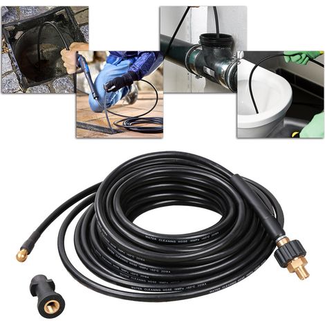 Wolketon Rohrreinigungsschlauch 20m 180bar 60°C Rohrreiniger für Kärcher Anschluss Bajonett Rohrreinigungsset inkl. Adapter und düse für Hochdruckreiniger. Quick Connect (1/5)