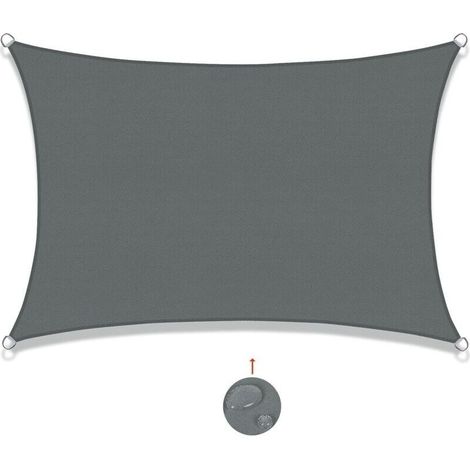 Voile d'ombrage Rectangulaire 2x4m Imperméable Toile Ombrage UV Protection pour Patio Jardin. Terrasse.Extérieur. Balcon. Gris (1/5)