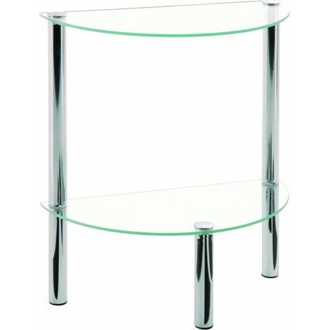 Table d'appoint en tube d'acier Verre trempé chromé - L45 x P22 x H47 cm