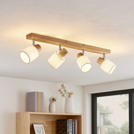 [GEBRAUCHT] B-Ware Lindby Deckenstrahler Strahler Lampe Holz Weiß 4 Flg E14 67cm Wanessa