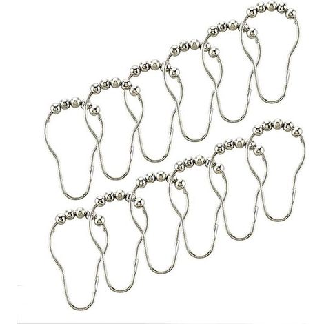 Anelli per tende, 12 pezzi, ganci flessibili in acciaio inox per tende, anelli per tende da doccia e tende da doccia (1/5)