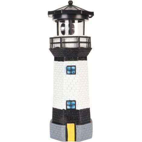 Faro solare decorativo, lampada a LED a forma di faro solare, lampada ornamentale decorativa per giardino, patio, balcone, prato (nero) (1/4)