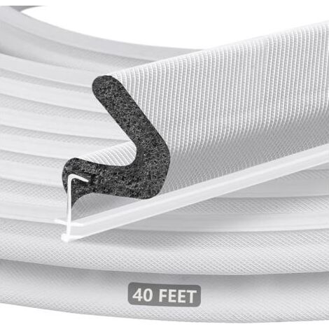Joint d'étanchéité extra-long pour fente de porte, adapté aux grands espaces et facile à installer (12 m, blanc)