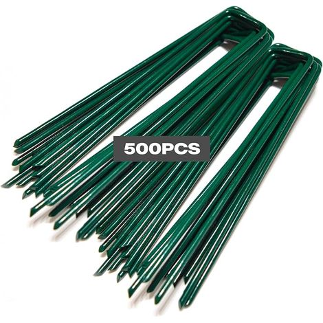 500 Agrafe Toile de Paillage en Acier Galvanisé Antirouille, Piquets de Fixation Toile de Paillage, Clou Gazon Synthetique Exterieur, Fixation Rapide et Tenue Optimale pour Sol Meuble (1/5)