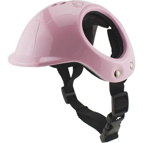 Caschi per animali domestici, caschi per cani con fori per le orecchie, regolabili, portatili, robusti caschi per cani da esterno per Bichon Frisé, rosa, taglia piccola (1/5)