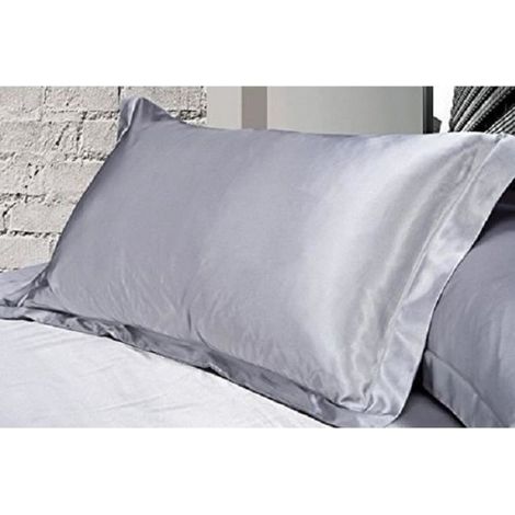 Taie D Oreiller - Soie Satin - 50 8 X 73 6 Cm - Gris - Lot De 2
