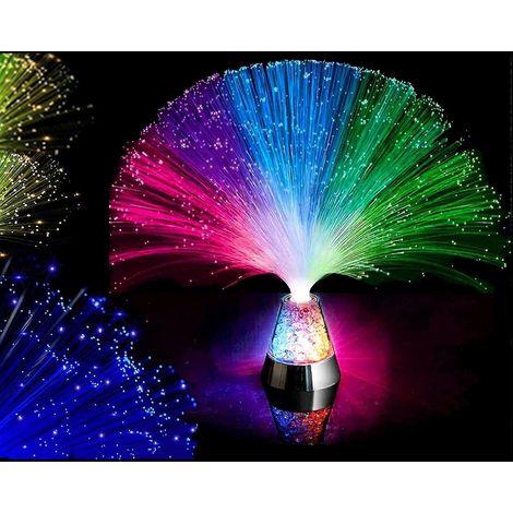 Lampe à fibre optique LED veilleuse changement de couleur sept couleurs avec base en cristal chevet rechargeable Multicolore (1/4)